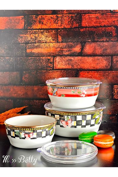 Miss Betty Paradise 3-Piece Enameled Storage Container 14-16-18 cm