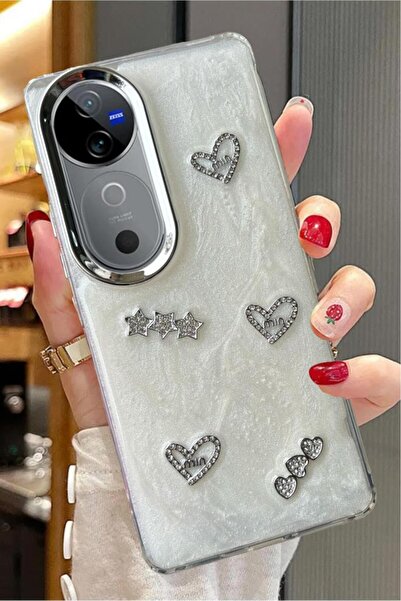 3GEN CASE غطاء صلب لامع لهاتف Vivo V40 وVivo S19 Pro متوافق مع شريط حجري ثلاث...