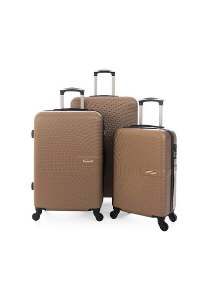 New Travel Hard Luggage Set, ABS Trolley Travel Bag, with Combination Lock and 4 Wheels BR1097/3P-Champagne
