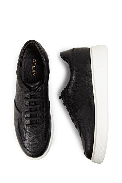 Deery Ανδρικά αθλητικά παπούτσια από γνήσιο δέρμα μαύρα