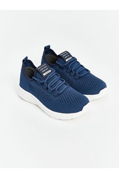 LC Waikiki Dark Blue Lace-Up Mesh Detailed Boys' Sports Shoes