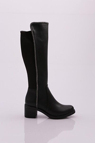 DGN 708 KADIN YAN TAŞLI ŞERİT ARKASI STRETCH TOPUKLU ÇİZME