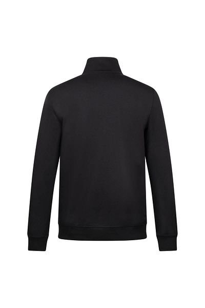 Hatemoğlu Black Regular Fit Zippered Half Turtleneck Cotton Sweatshirt