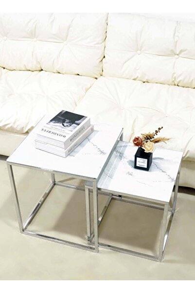 sharpdo طاولة قهوة مربعة للأم والطفل غرفة معيشة حديثة بسيطة 40*40*44&35*35*37 سم