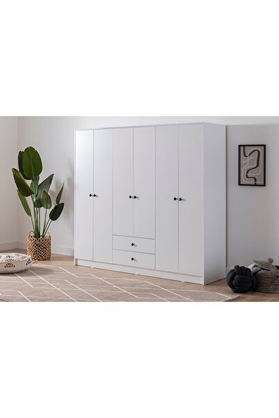 Vivense Metalian Delüx Düğme Gardırop, 6 Kapı 2 Çekmeceli