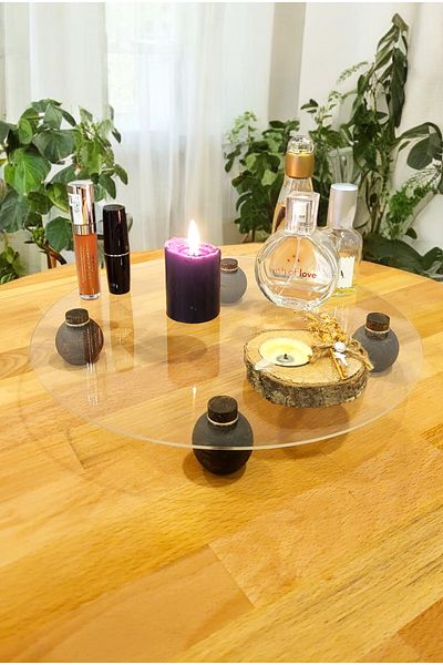 PEKA Decorative Wooden Leg Plexiglass Organizer - Makeup & Jewelry Organizer Stand