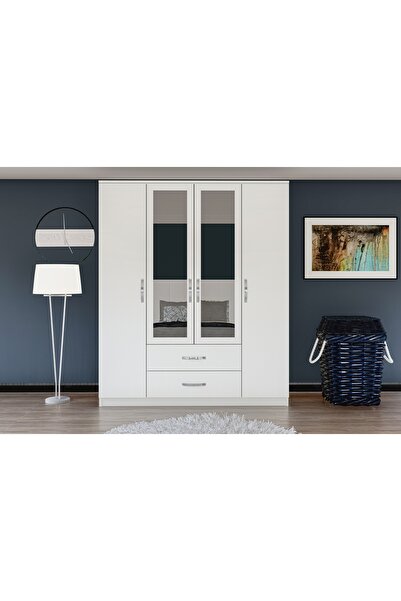 Vivense Metalian Esil Aynalı Gardırop, 4 Kapı 2 Çekmeceli