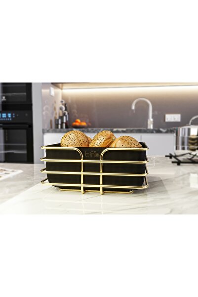 Vivense Bino Lüx Ekmek Sepeti, Paslanmaz Metal, Gold