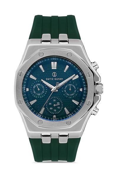 DAVID GUNER Men's Wristwatch Dg-8396Gd-Zm10 with Silver Coated Green Dial