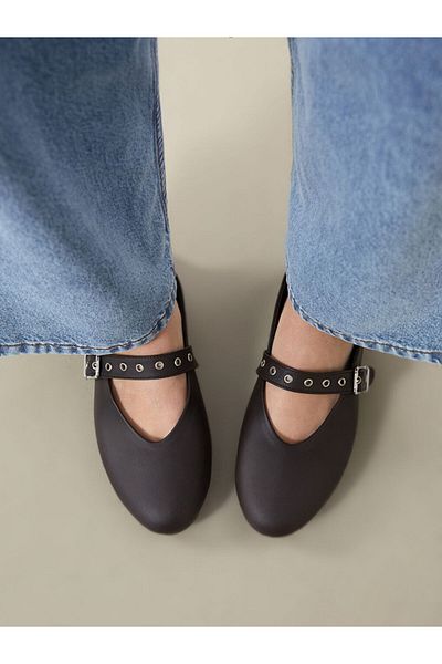 LC Waikiki Дамски балерини LCW STEPS с кафява кожа
