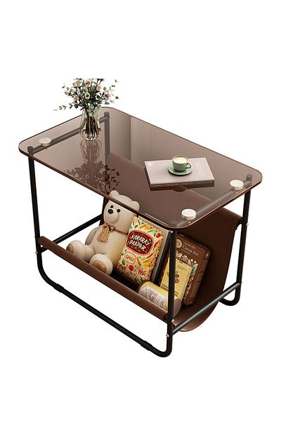 sharpdo Coffee Table Glass Light Luxury Small Table Multi-function Living Room Household Bedside Shelf Sofa