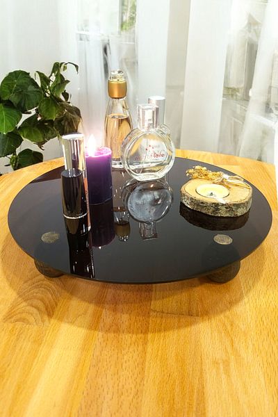 PEKA Decorative Wooden Leg Plexiglass Organizer - Makeup & Jewelry Organizer Stand