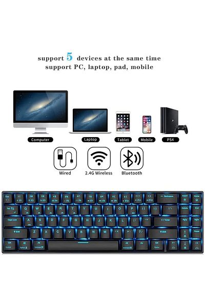 COOYA RK836 Gaming Keyboard, 71-Key USB Wired Mechanical Keyboard for PC