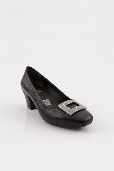 DGN Pantofi cu toc cu cataramă pătrată K250 pentru femei, negru Nova