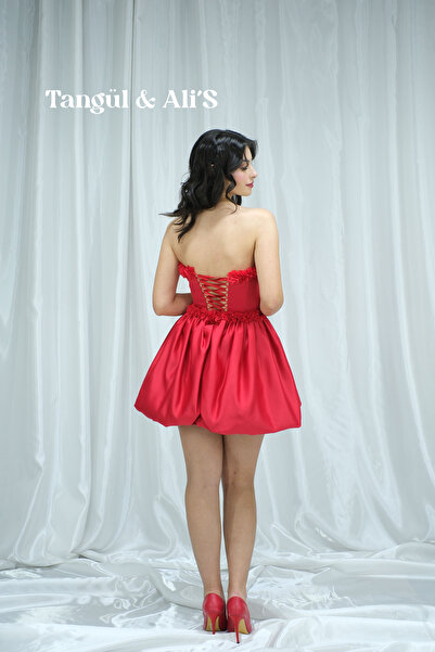 Tangül&Ali'S Moda Evi Özel Tasarım Kırmızı Balon Elbise