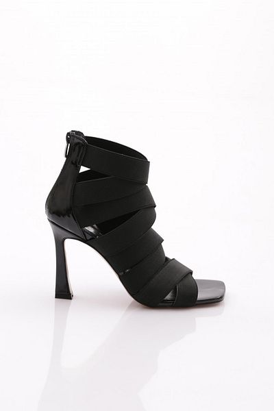 DGN Pantofi de seara de dama cu fermoar in spate cu toc din piele lacuita neagra 71012535