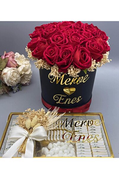 gifthomeshop Nişan Çikolatası Söz Çikolatası Kampanya 18 gül 60 çikolata