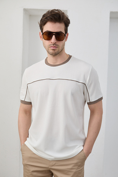 RAVANELLI Чоловіча бавовняна футболка з м'якою текстурою з вирізом на шиї