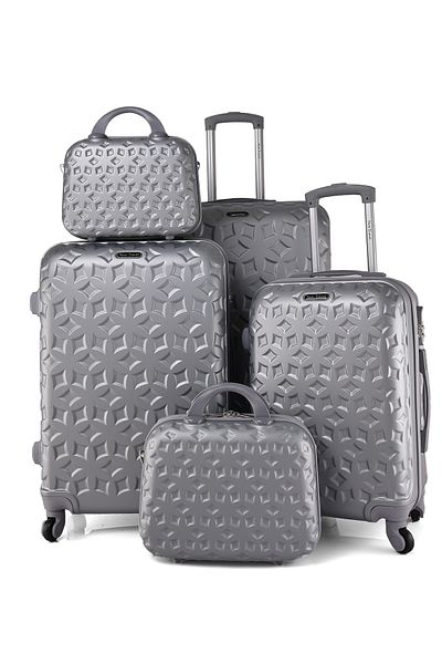 New Travel Hard Luggage Set, ABS Trolley Travel Bag, with Combination Lock and 4 Wheels CS006/5P-Silver