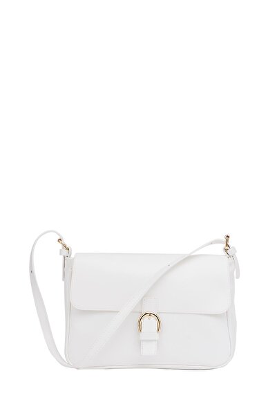 Madamra Bílá dámská kabelka do ruky a přes rameno se zapínáním na magnet