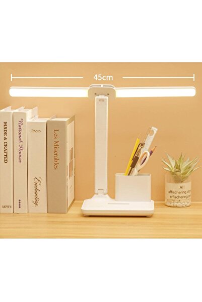 COOYA Double Head LED Desk Lamp,With Pen holder,Table Lamp, Rechargeable, Eye-Caring