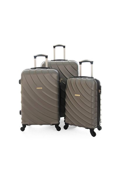 New Travel Hard Luggage Set, ABS Trolley Travel Bag, with Combination Lock and 4 Wheels BR1098/3P-D Silver