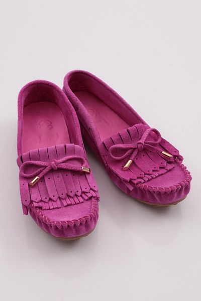 DGN Women's Tassel Detailed Loafer Shoes Fuchsia Suede 212292885