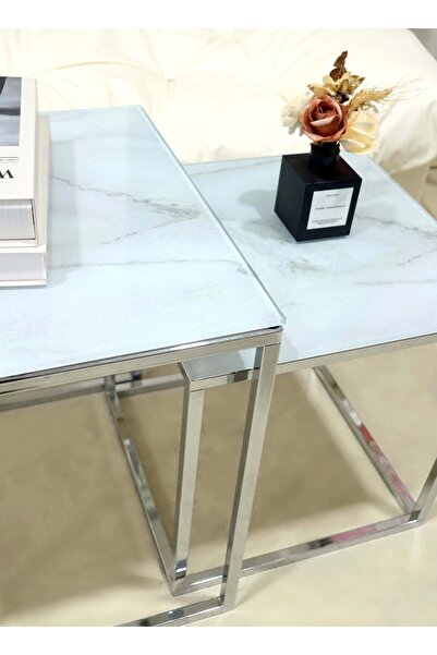 sharpdo طاولة قهوة مربعة للأم والطفل غرفة معيشة حديثة بسيطة 40*40*44&35*35*37 سم