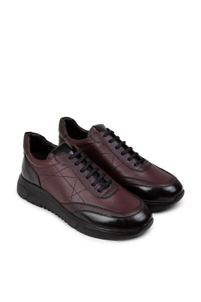 Deery Genuine Leather Claret Red Men's Sneaker Shoes