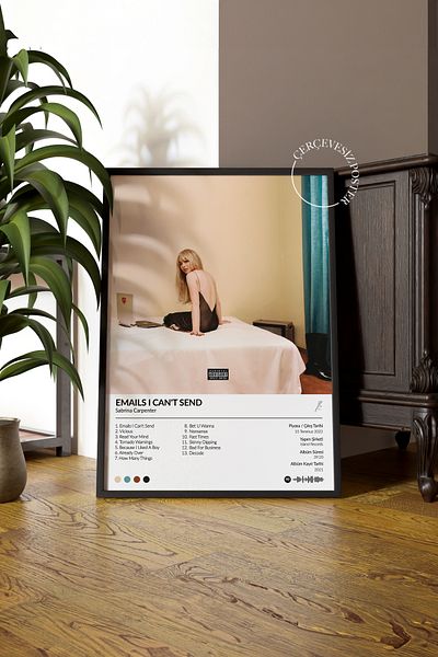 House Gorgeous Sabrina Carpenter Emails I Can't Send Album Poster Spotify cu design album fără cadru