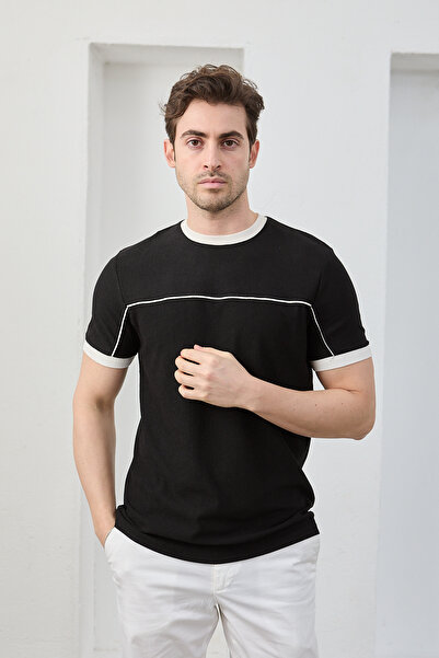 RAVANELLI Men's Cotton Soft Textured Crew Neck T-Shirt