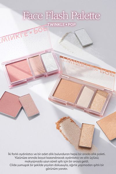Twinkle Pop 3-Piece Blush Shimmering Look Palette - Twinkle Pop Face Flash (#01 Oh!Coral-Full)