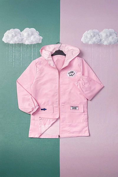 Minigimin Cicileri 9-12 Years Old Girl Embroidered Cuddle My Little - Pink Lined Seasonal Raincoat