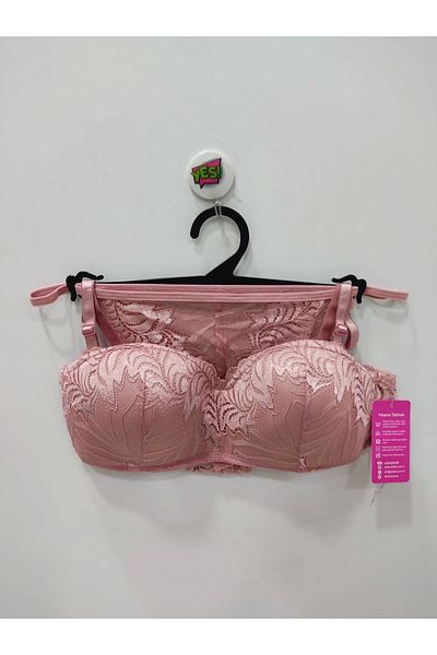 WİOLİNA Lotus Lace Embroidered Unassisted Dusty Rose Bra Set - 6040