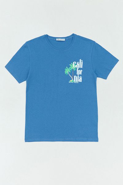 Fulla Moda 100% Cotton Boys' T-Shirt with California Text Printed on the Front and Back