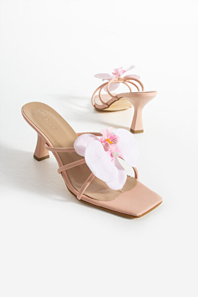 Ecru Orkide Women's Slippers Powder Thin Heels (Female) (Heel 7.5 cm)