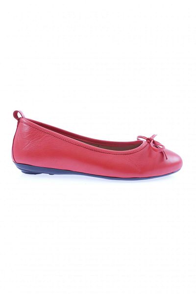 DGN Women's Bow Detailed Ballerinas Genuine Leather Red 31232110