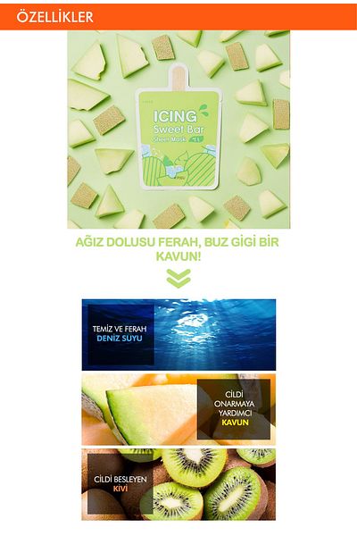 Missha Refreshing, Revitalizing Sheet Mask with Melon Content a'Pieu Icing Sweet Bar Sheet Mask (Melon)
