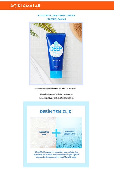 Missha Gözenek Karşıtı, Arındırıcı Yüz Yıkama Köpüğü A'PIEU Deep Clean Foam Cleanser (Pore)