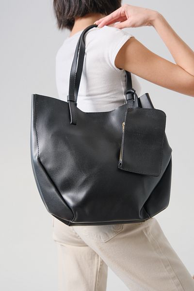 Moda Değirmeni Geantă pentru femei cu piele neagră-portofel-machiaj Set triplu geantă Md1275-301-0001
