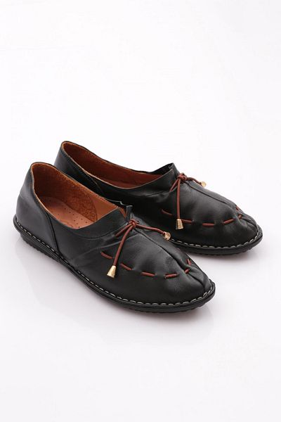 DGN Women's Stitching Detailed Ballerinas Black 1533232110