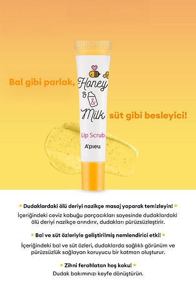 Missha A'Pieu Honey & Milk Lip Scrub - Nourishing & Moisturizing Lip Peeling