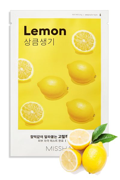 Missha Lemon Extract Brightening Sheet Mask - for Dark and Matte Skin (1Ad) Airy Fit Sheet Mask Lemon