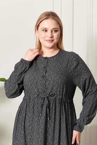 Ferace Women's Plus Size Crispy Fabric Button Dress