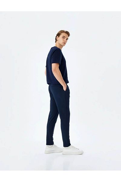 Koton Ανδρικό αθλητικό παντελόνι Slim Fit με λεπτομέρεια τσέπης Navy Blue 5sam40031hw