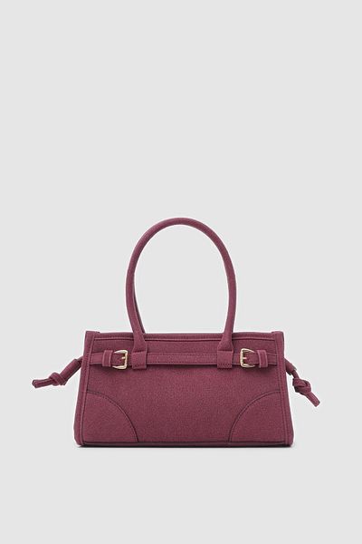 Shule Bags Geantă Maison Suede Claret Red Baguette