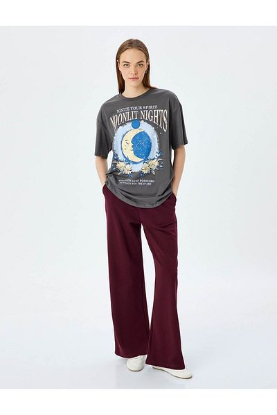 Koton Printed Oversize Crew Neck Short Sleeve T-Shirt