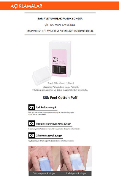 Missha Yumuşak Makyaj Temizleme Pamuğu Silk Feel Cotton Puff (80ADET)