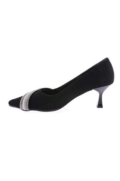 DGN Kadın Silver Taşlı Bantlı Abiye Ayakkabı Siyah Velvet 1612582674