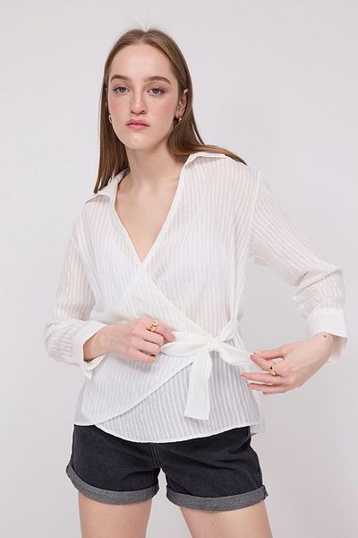 Addax Shirt Tie-Up Striped G7001